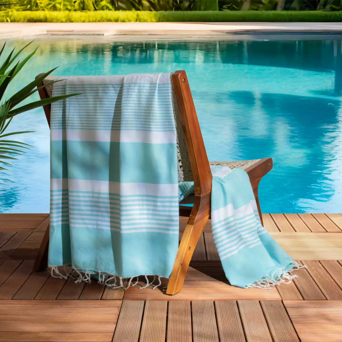 Strandtuch aus recycelter Baumwolle (200 x 200 cm) Summer Türkis