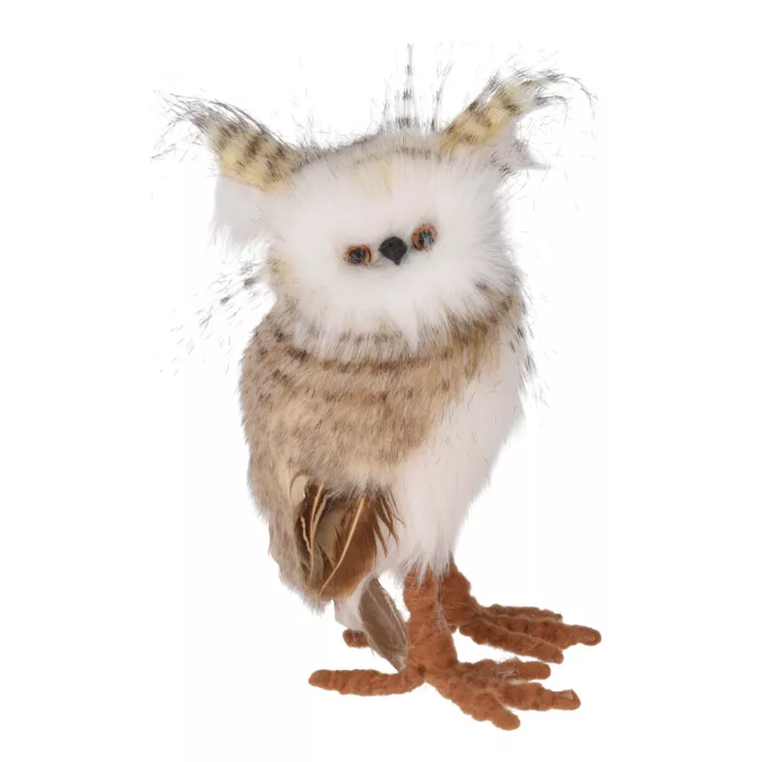 Eule Weihnachten zum Aufstellen (H18 cm) Hector doux plumage