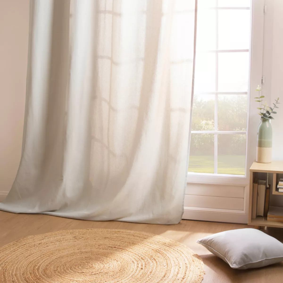 Rideau coton (140 x 260 cm) Kala Beige grège 1