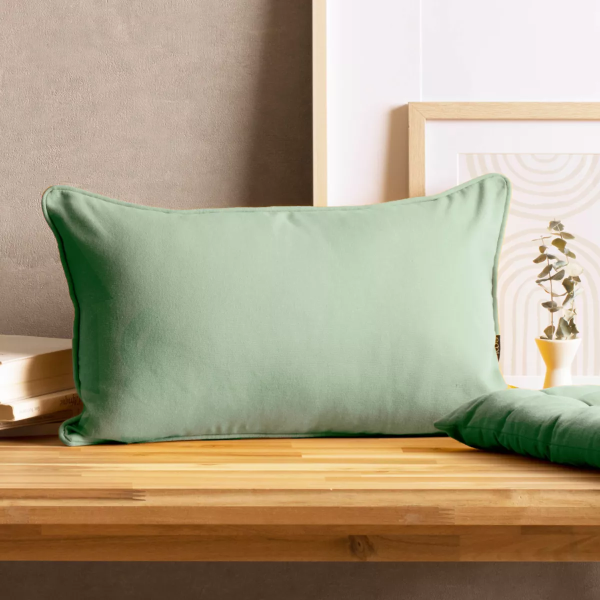 Cojín rectangular en algodón (30 x 50 cm) Pixel Verde menta