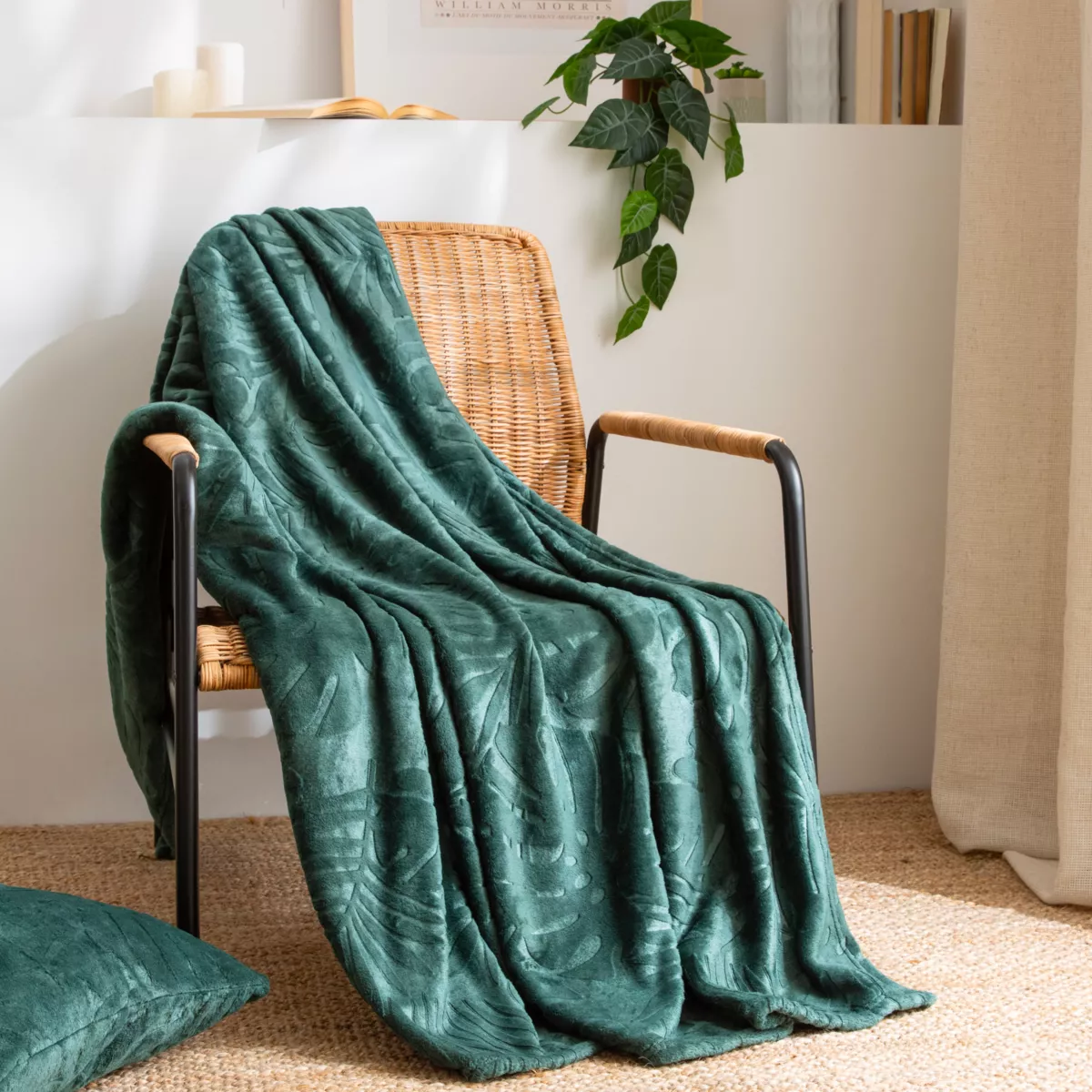 Kuscheldecke aus Flanell (125 x 150 cm) Flore Grün - Wohntextilien