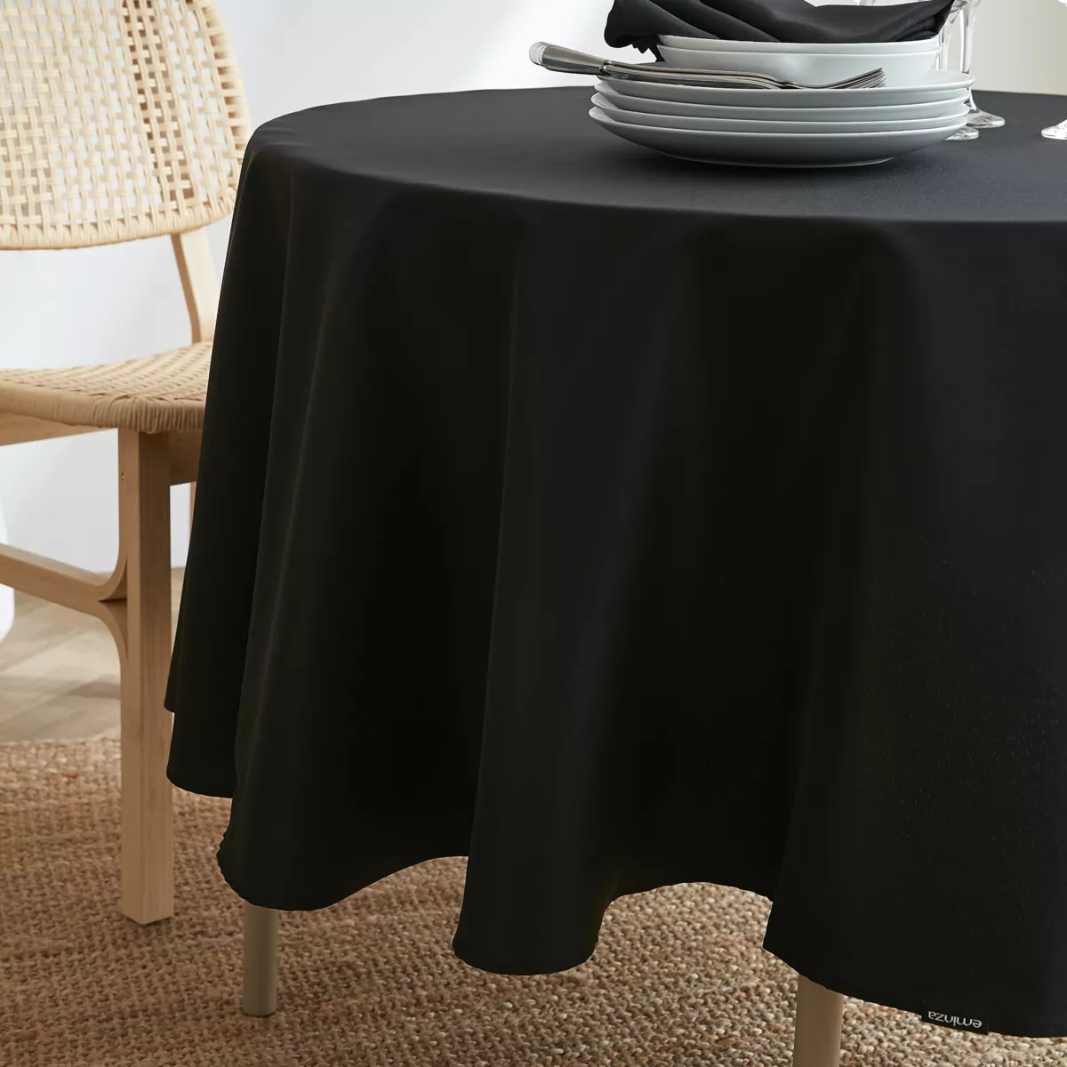Nappe ronde anti tache (180 cm) Elise Blanche