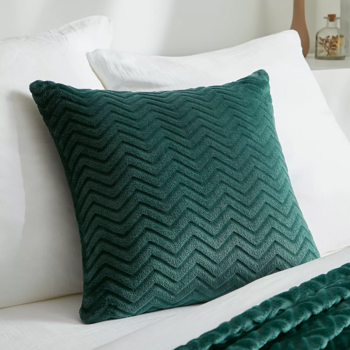 Coussin carré flanelle (45 x 45 cm) Zag Vert