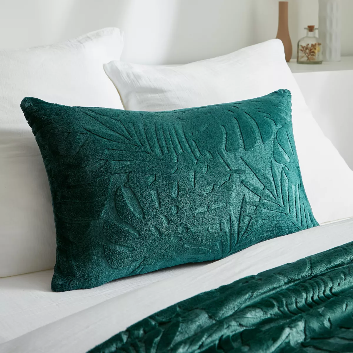 Cojín rectangular en franela (40 x 60 cm) Flora Verde