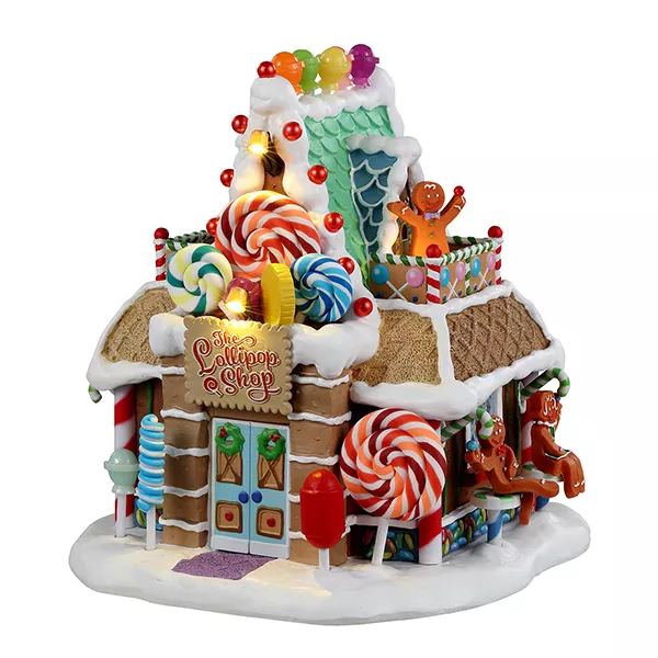 Villaggio di Natale Lemax luminoso a pile Negozio di Caramelle Lollipop
