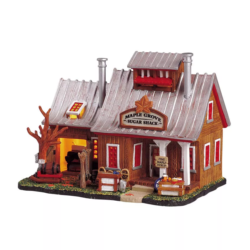 Villaggio di Natale Lemax luminoso Capanna dello zucchero d'acero