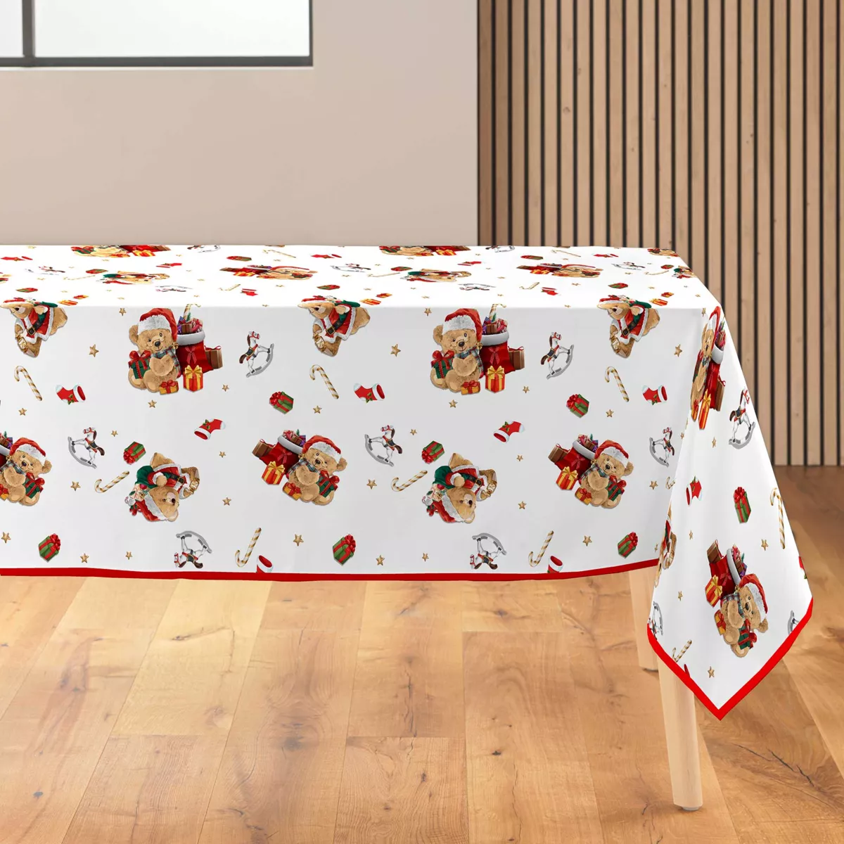 Nappe de Noël rectangulaire anti tache (150 x 240 cm) Oursons