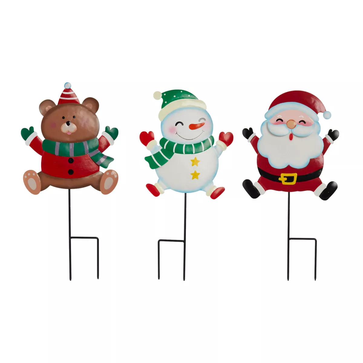 Set di 3 paletti da giardino in metallo (H50 cm) Amici di Natale