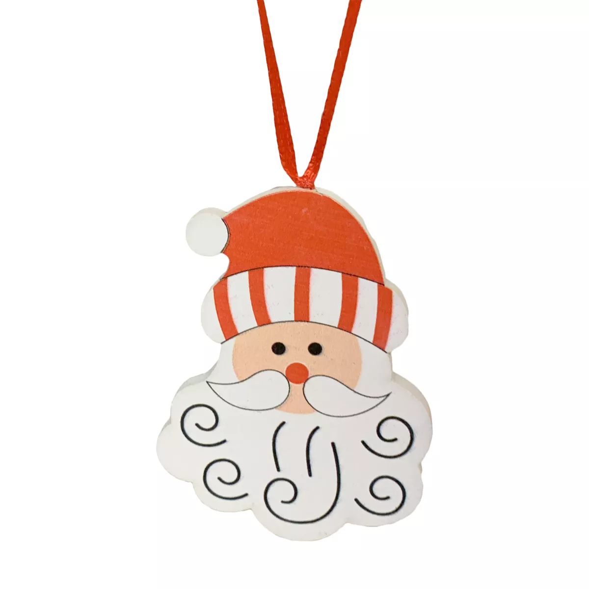 Babbo Natale da appendere (H7 cm) Carino baffi Rosso e bianco