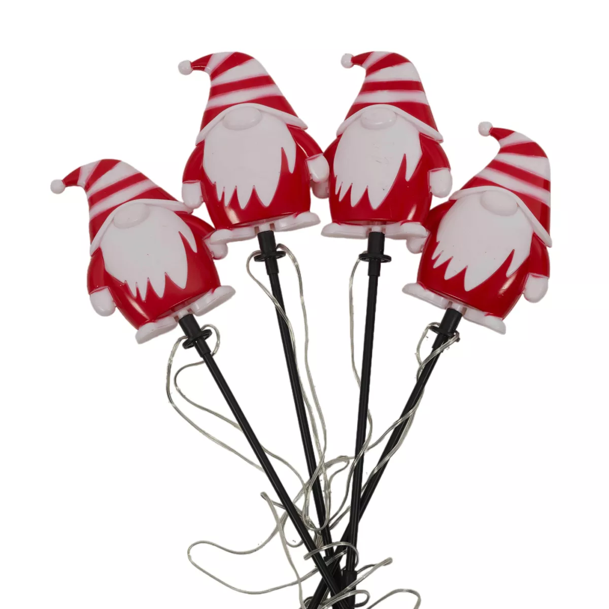 Set van 4 zonne-tuinpalen (H40 cm) Lichte kabouters Warm wit