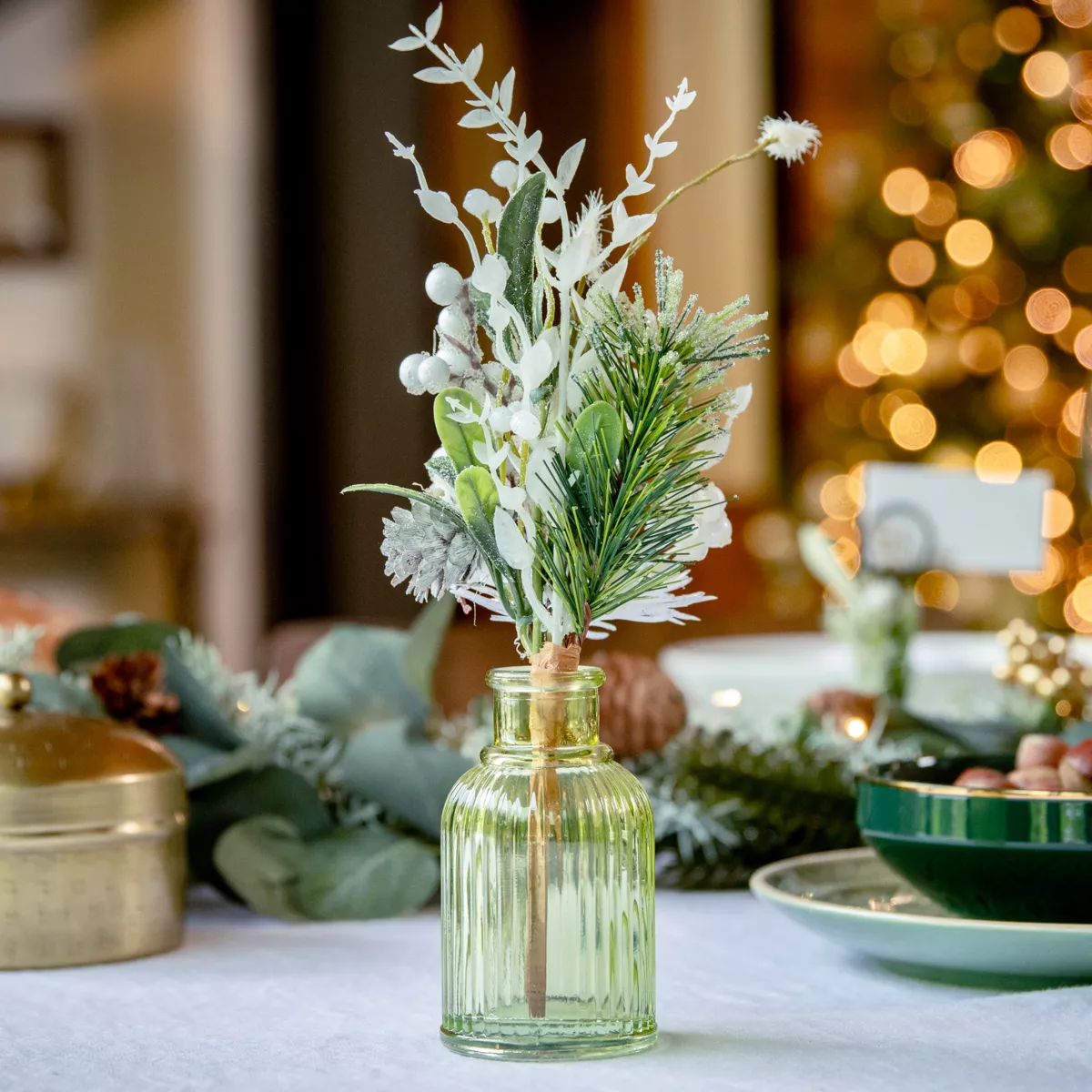 Tannenzweig (H26 cm) Baies givrées Weiß 