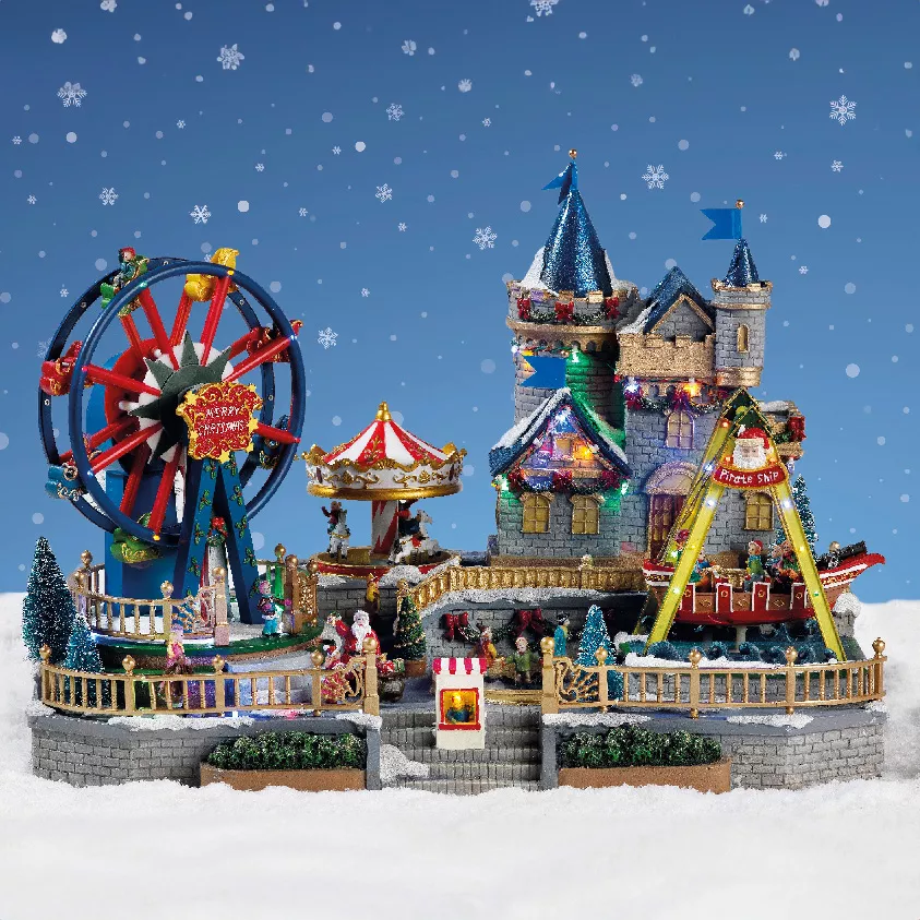 Villaggio di Natale luminoso e musicale Festa