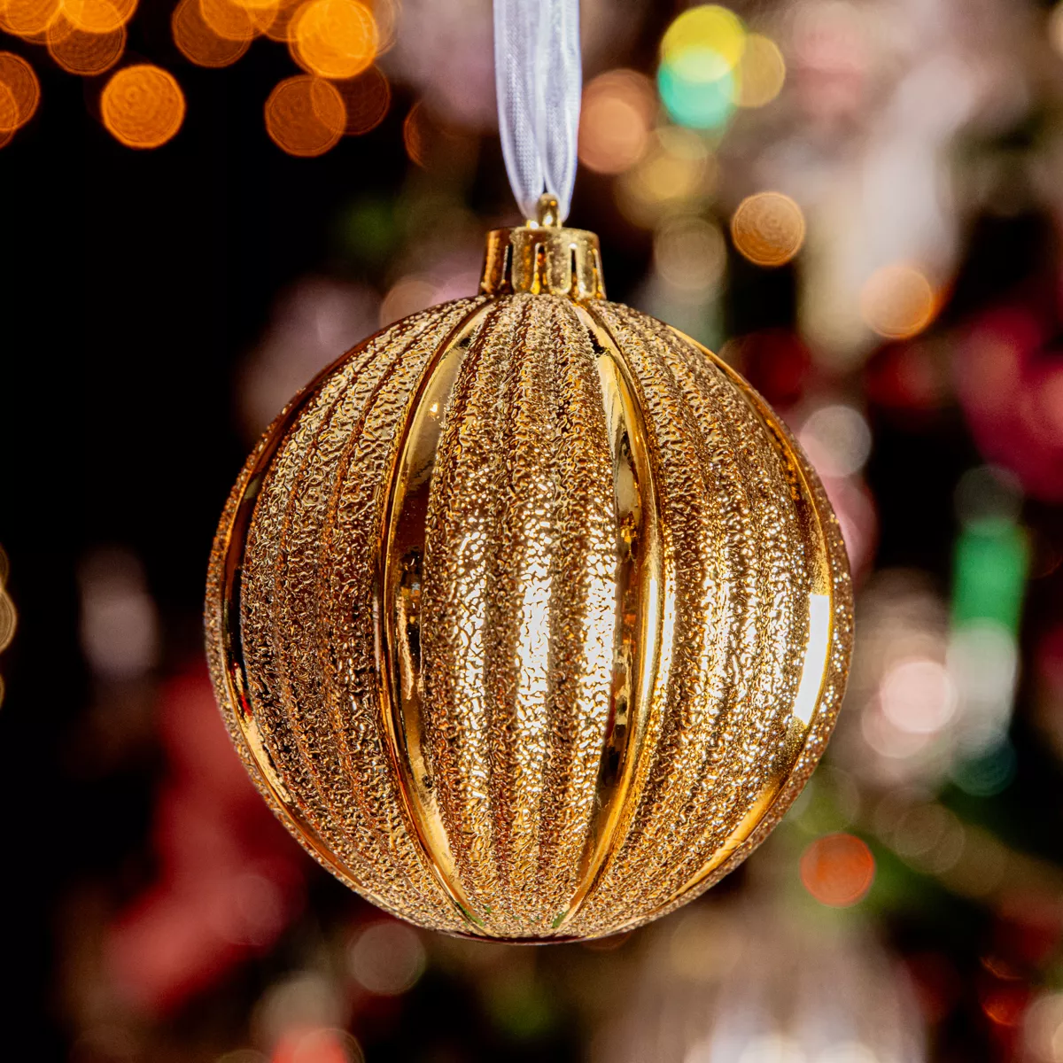 Lot de 6  Boule incassable dia8.00cm or clair