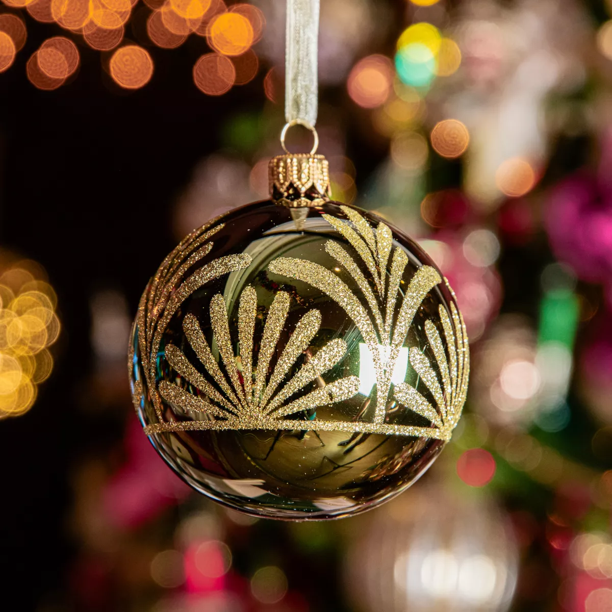 Lot de 6 boules de Noël en verre (D80 mm) Luxury Vert sapin
