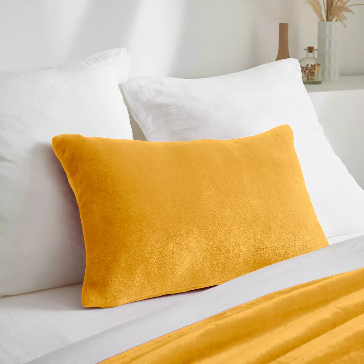 Fundas de cojín rectangular en franela (40 x 60 cm) Didou Mostaza Amarillo