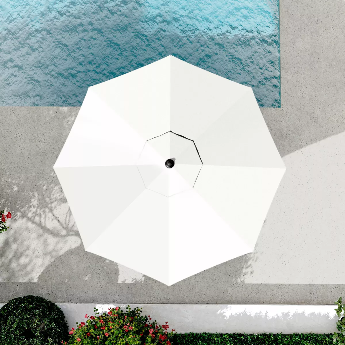 Parasol rond (D3,5 m) Yucatan - Aluminium et Blanc