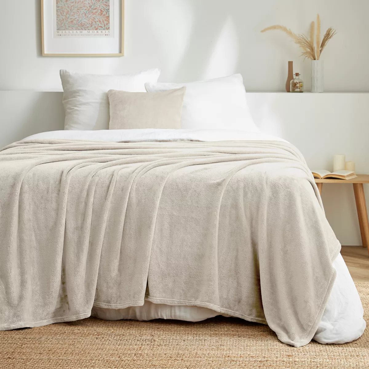 Manta suave en franela (220 x 240 cm) Didou Beige gris