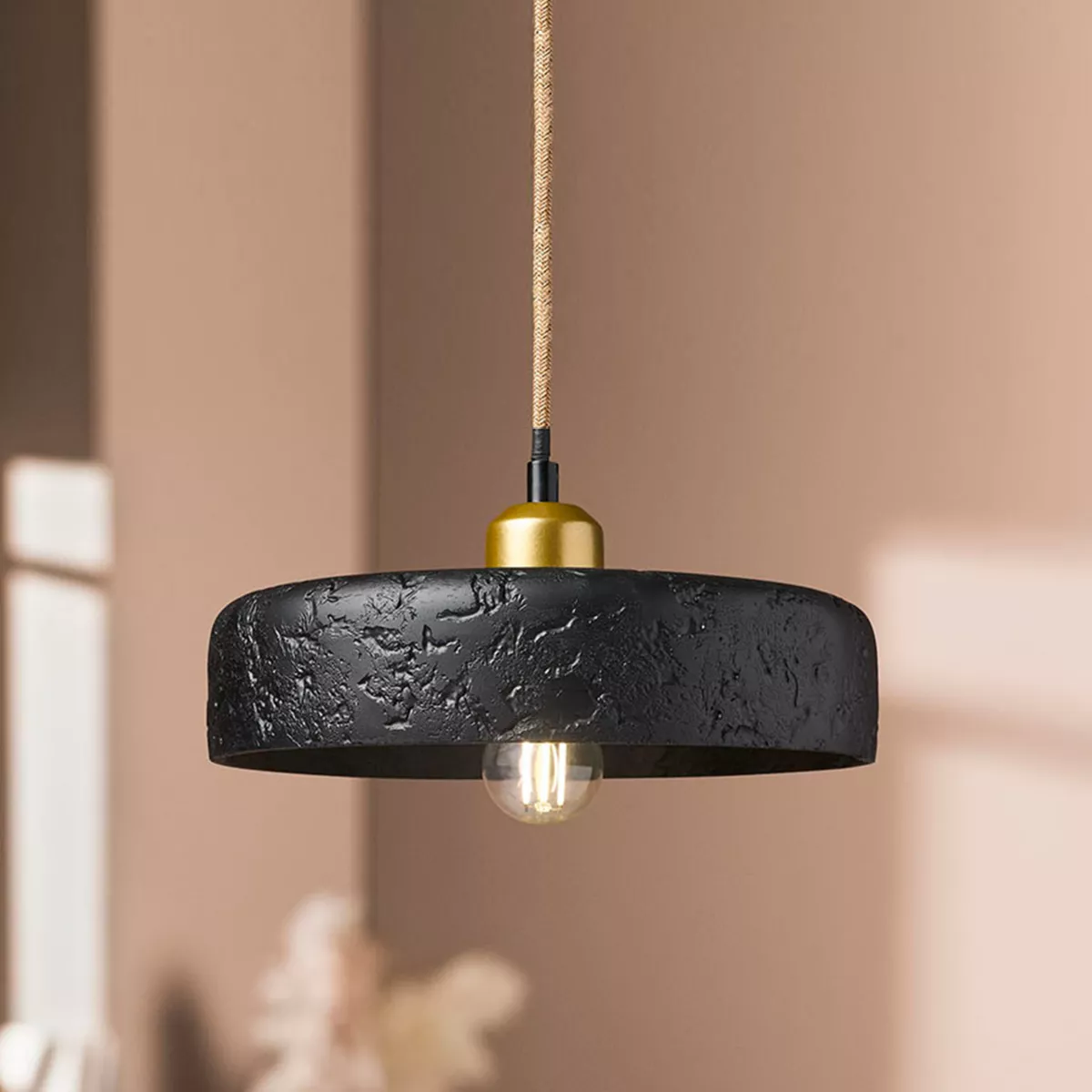 Lampadario in cemento (D25 cm) Portland Nero
