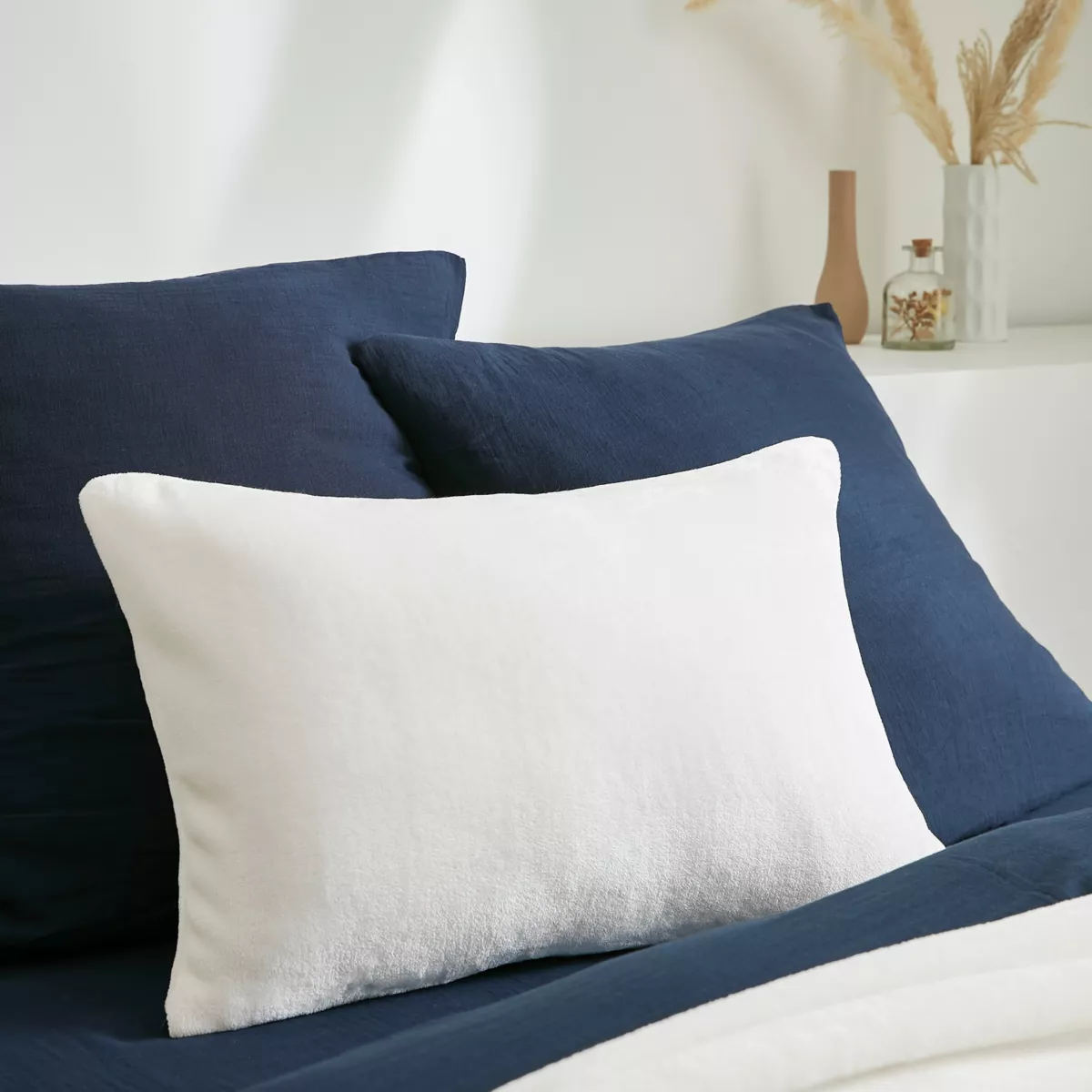 Funda de cojín rectangular en franela (40 x 60 cm) Didou Marfil