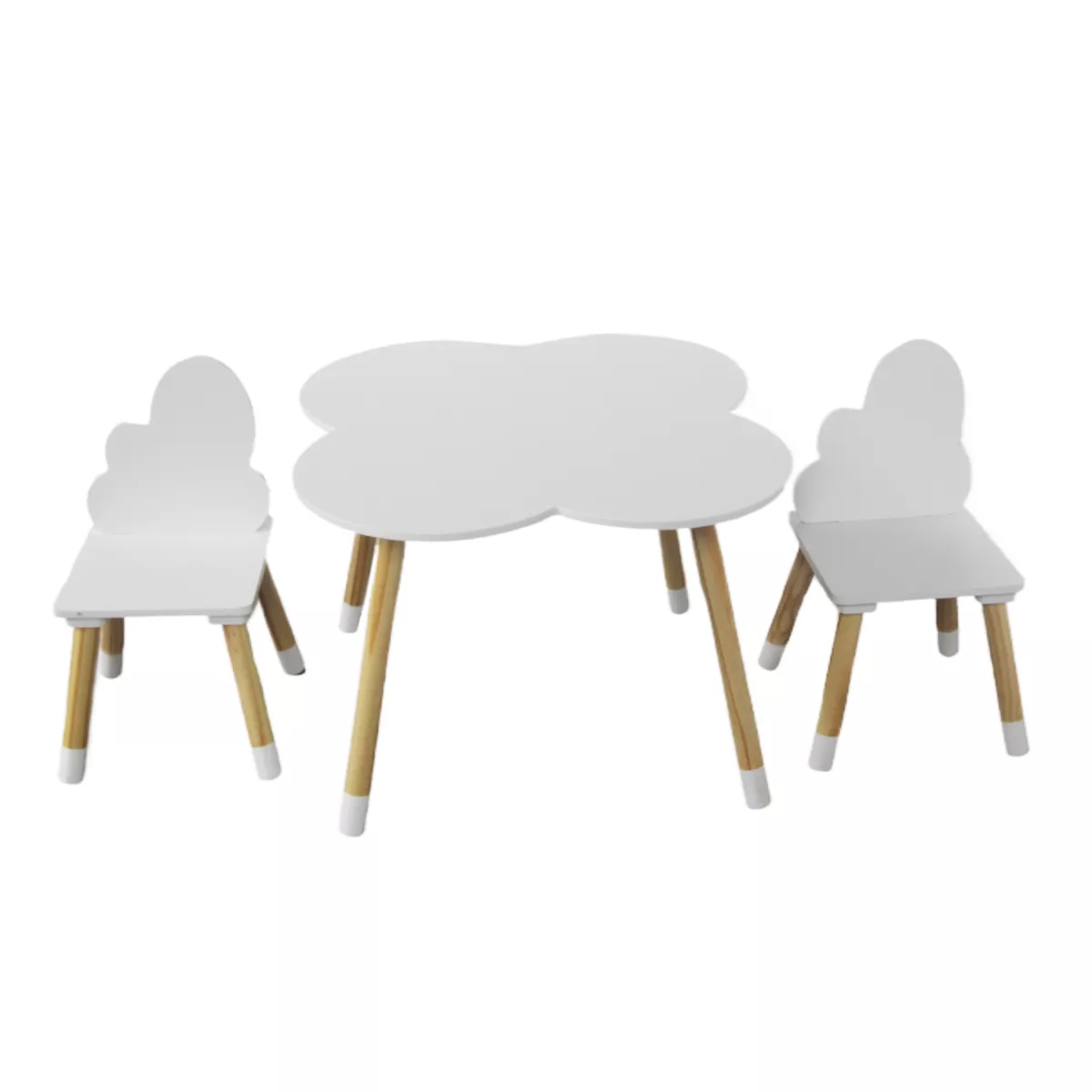 Table et 2 chaises enfant bois nuage (H44 cm) Lilou Blanc