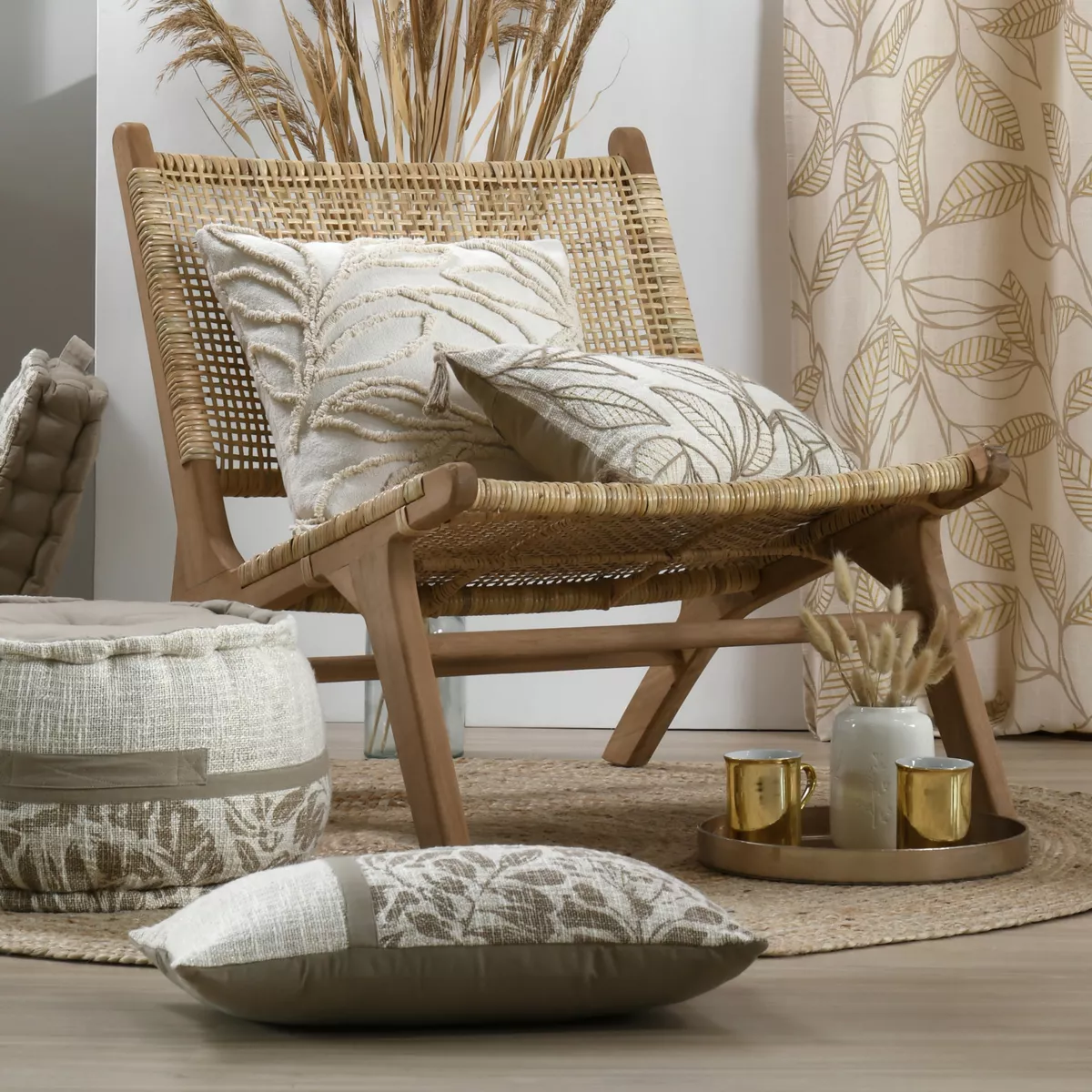 Coussin rectangulaire coton (30 x 50 cm) Hemera Taupe