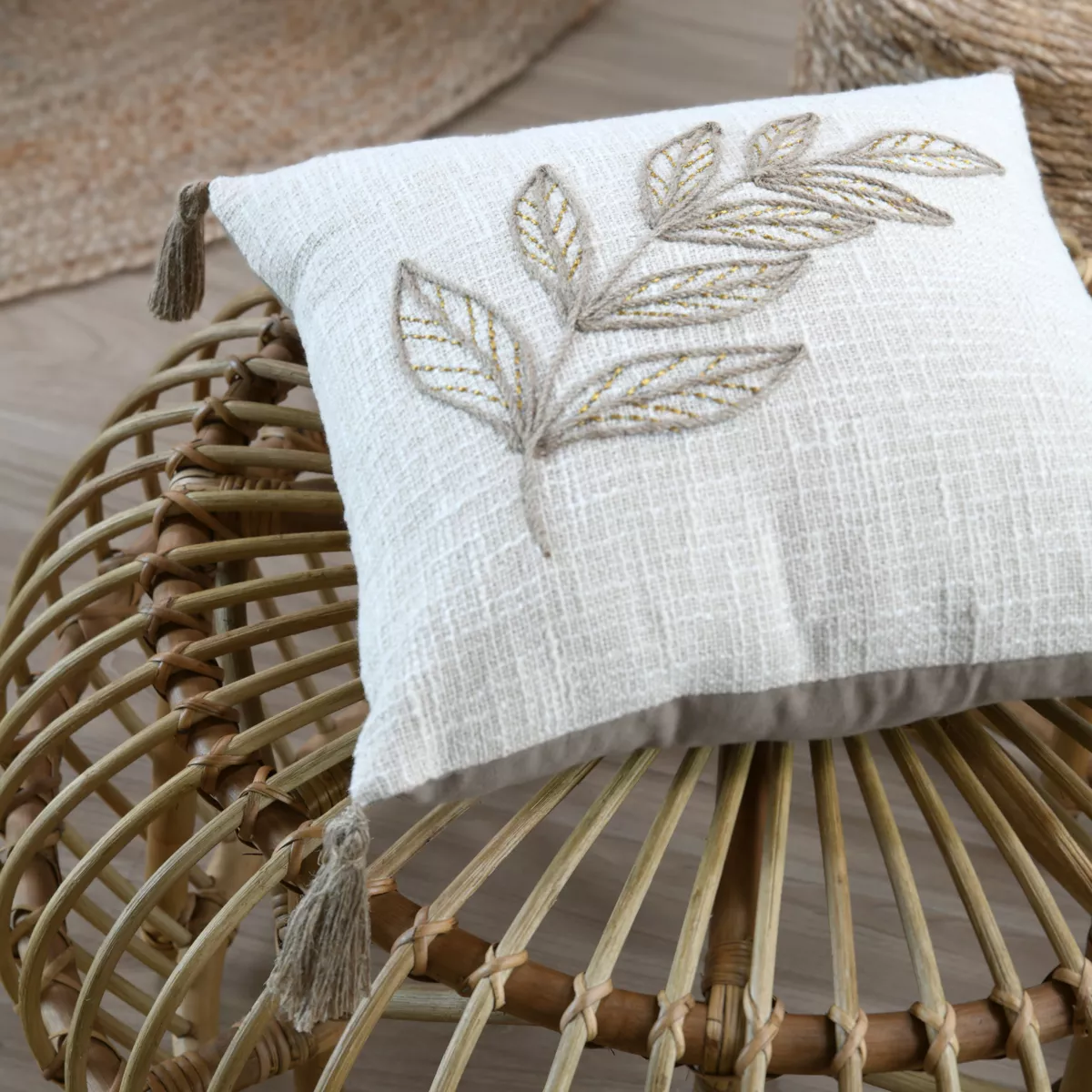 Cuscino quadrato in cotone (40 x 40 cm) Hemera Ecru