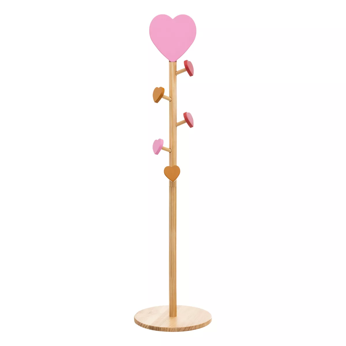Kinder Garderobenständer Holz (H135 cm) Liebe Rosa