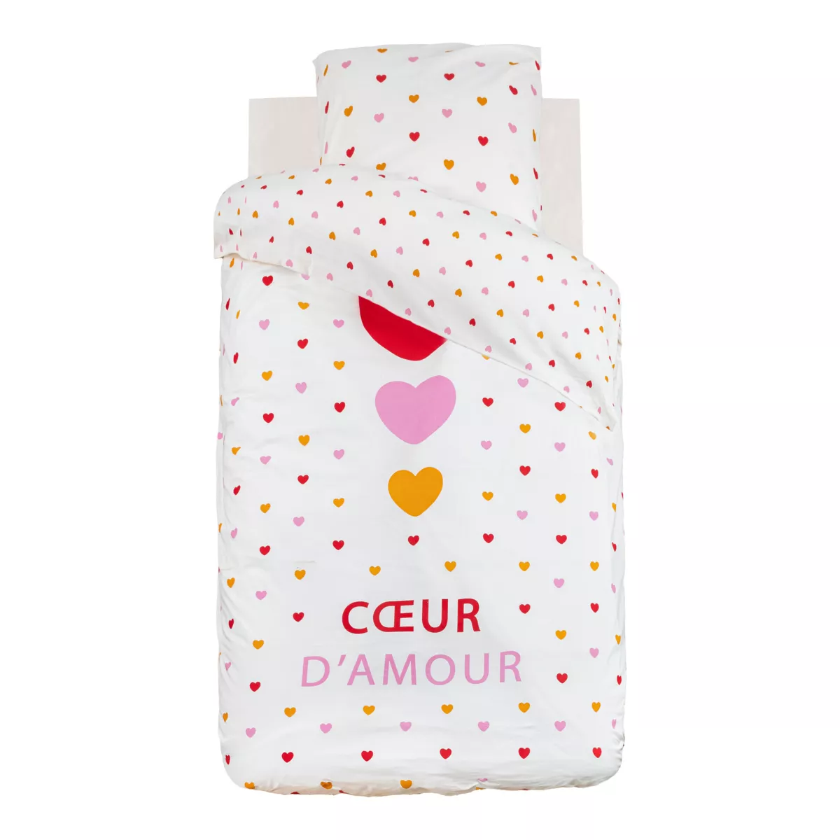 Funda de edredón y una funda de almohada infantil de algodón (140 x 200 cm) Amor Multicolor