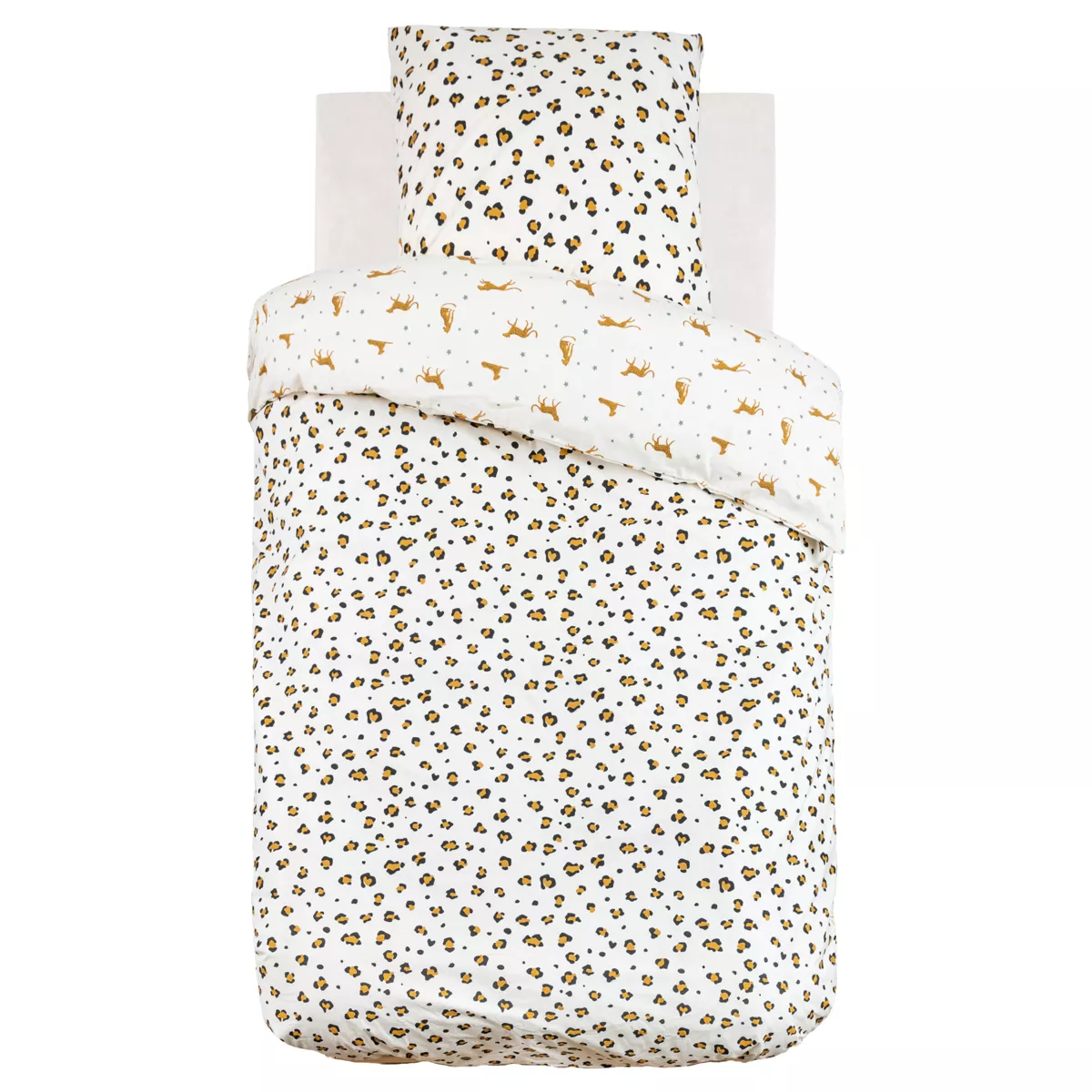Funda de edredón y una funda de almohada infantil de algodón (140 x 200 cm) Leopardo Multicolor