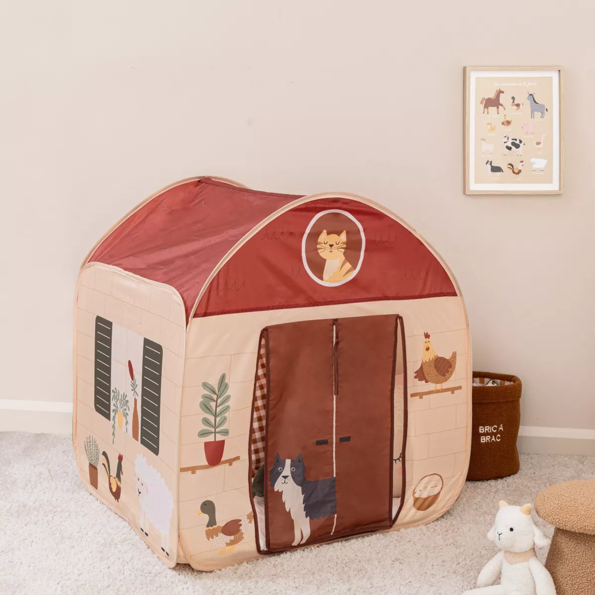 Pop-up kinderhuis (H85 cm) Boerderij Multicolor