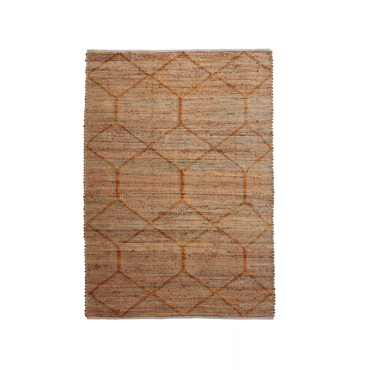 Tapis de salon rectangulaire jute et coton tissé main (160 x 230 cm) Jaya Marron