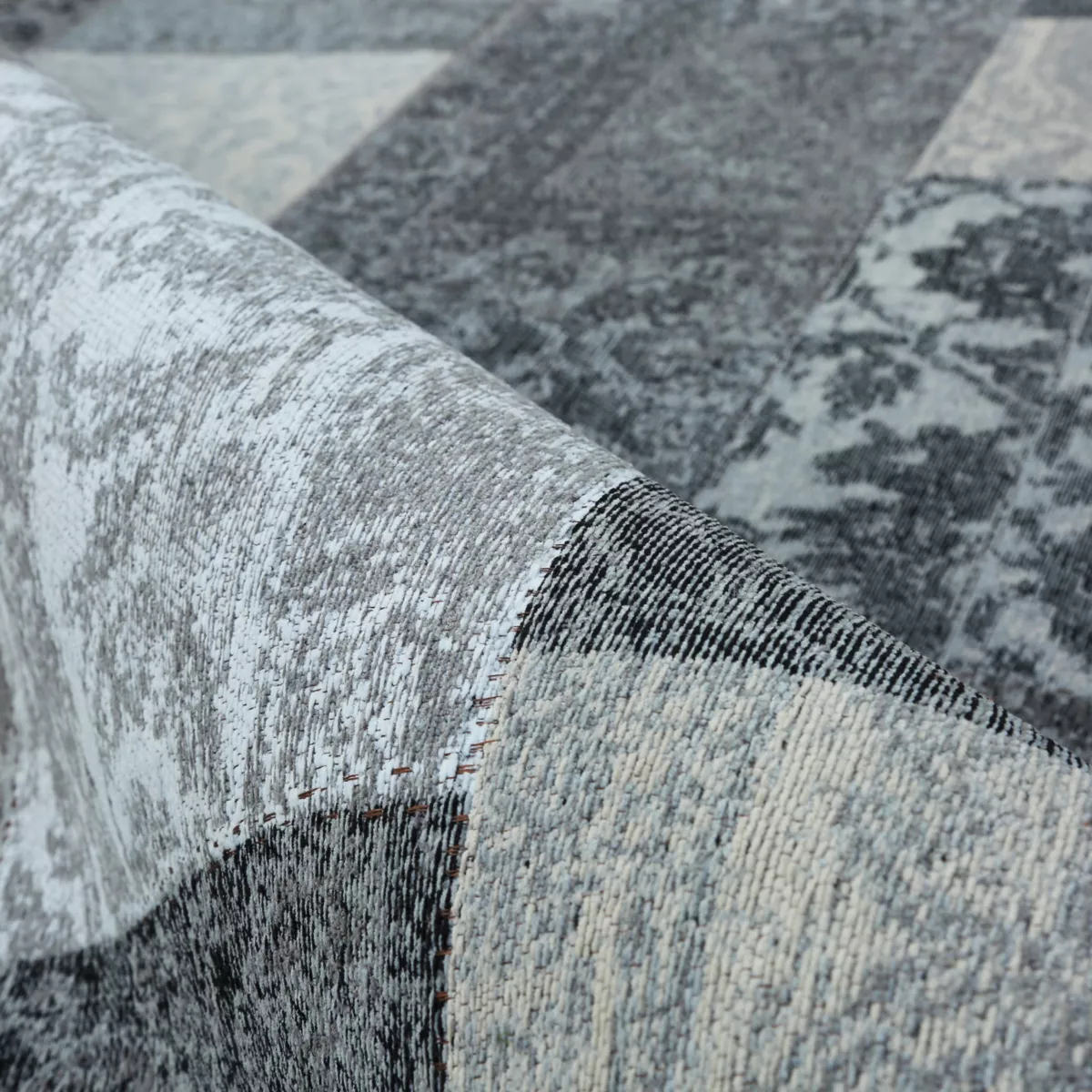 Tappeto rettangolare jacquard per soggiorno (140 x 200 cm) Rishi Nero e grigio