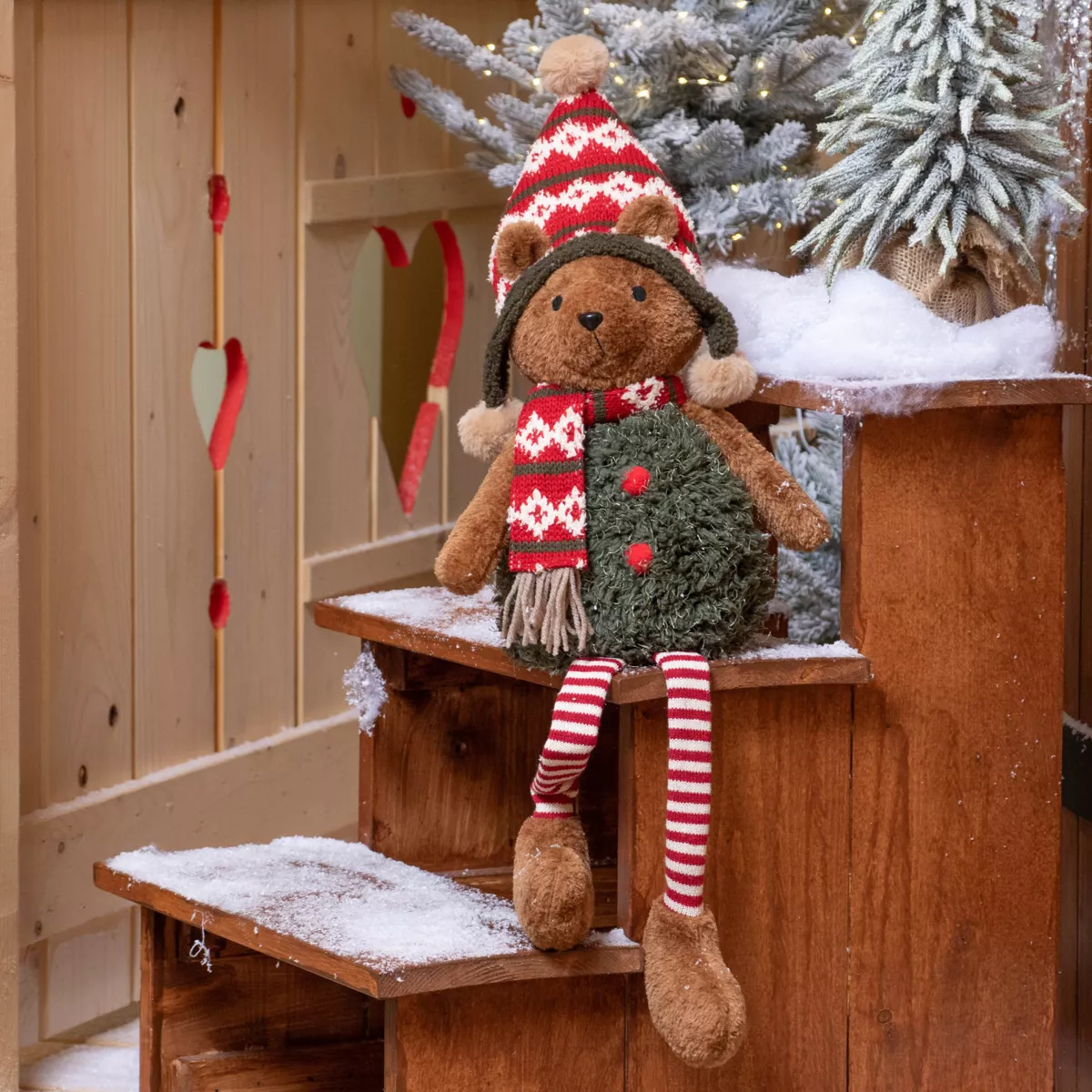 Ourson de Noël déco (H68 cm) Max à la montagne