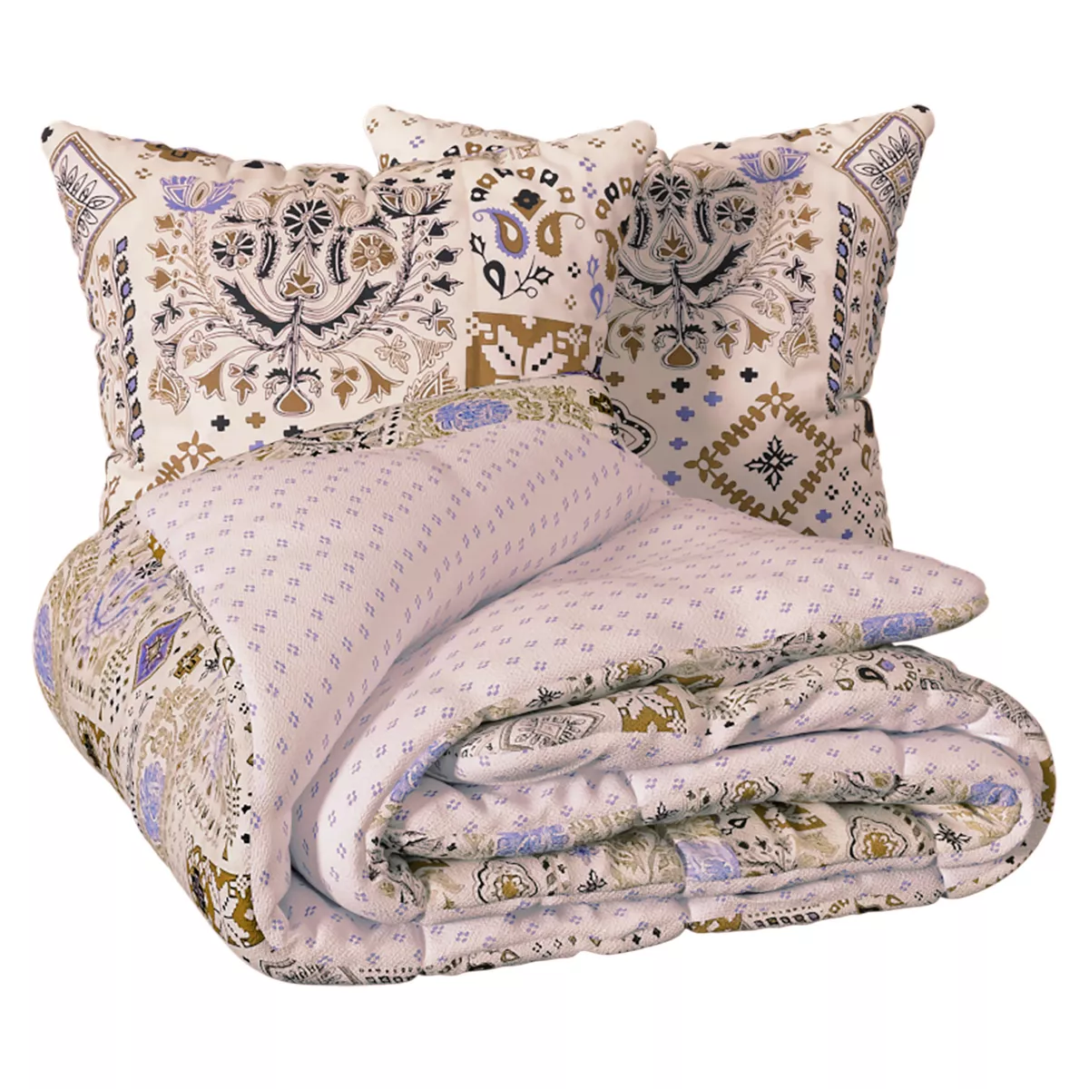 Housse de couette et deux taies coton (260 x 240 cm) Khafu Multicolore