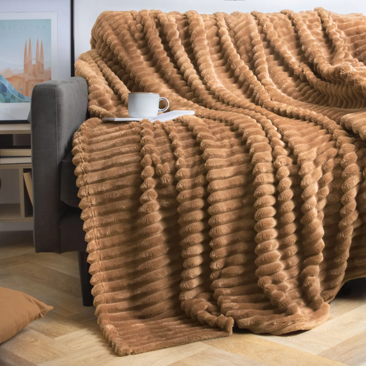 Manta suave (220 x 240 cm) Dune Camel