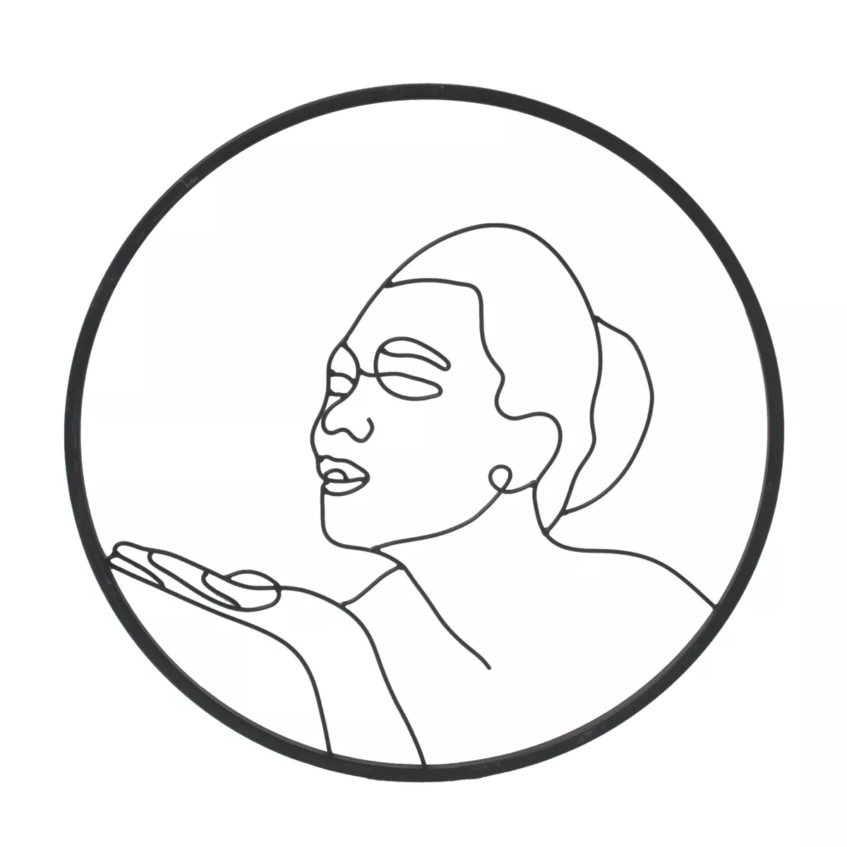 Decorazione murale rotonda in metallo (D60 cm) Woman Nero