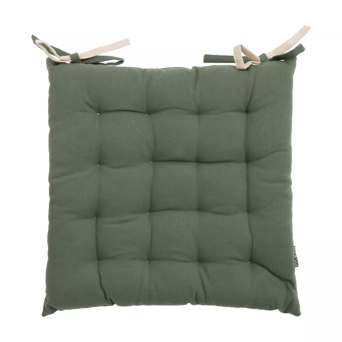 Galette de chaise carrée coton (40 x 40 cm) Pixel Bicolore Vert kaki / beige