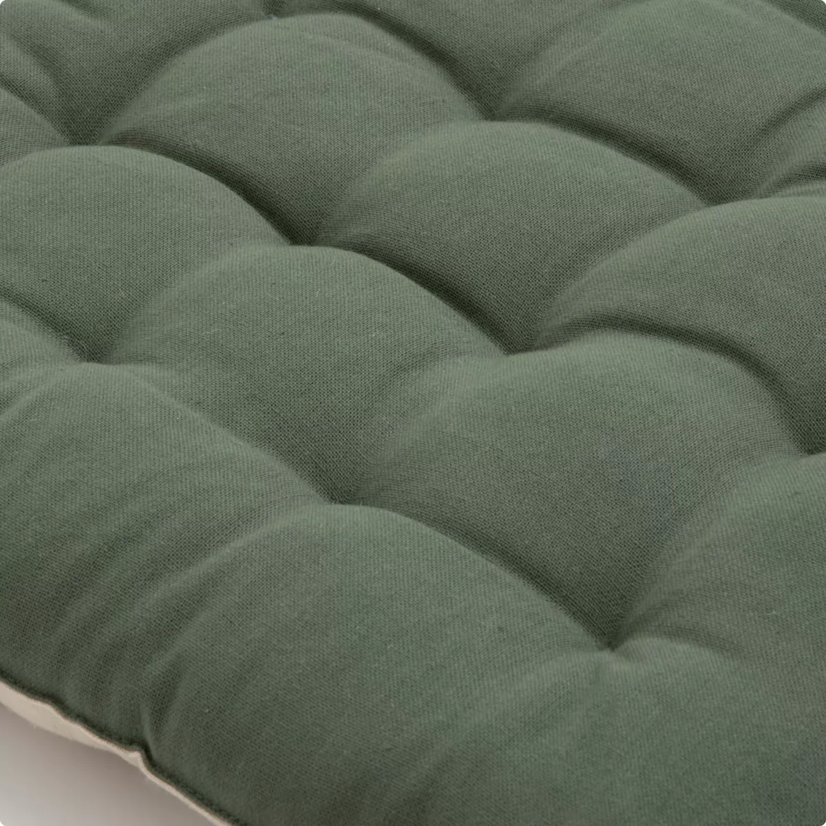 Galette de chaise carrée coton (40 x 40 cm) Pixel Bicolore Vert kaki / beige