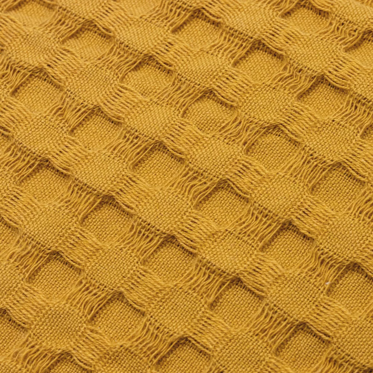 Fodera cuscino quadrata cotone nido d'ape (40 x 40 cm) Maya Giallo zafferano