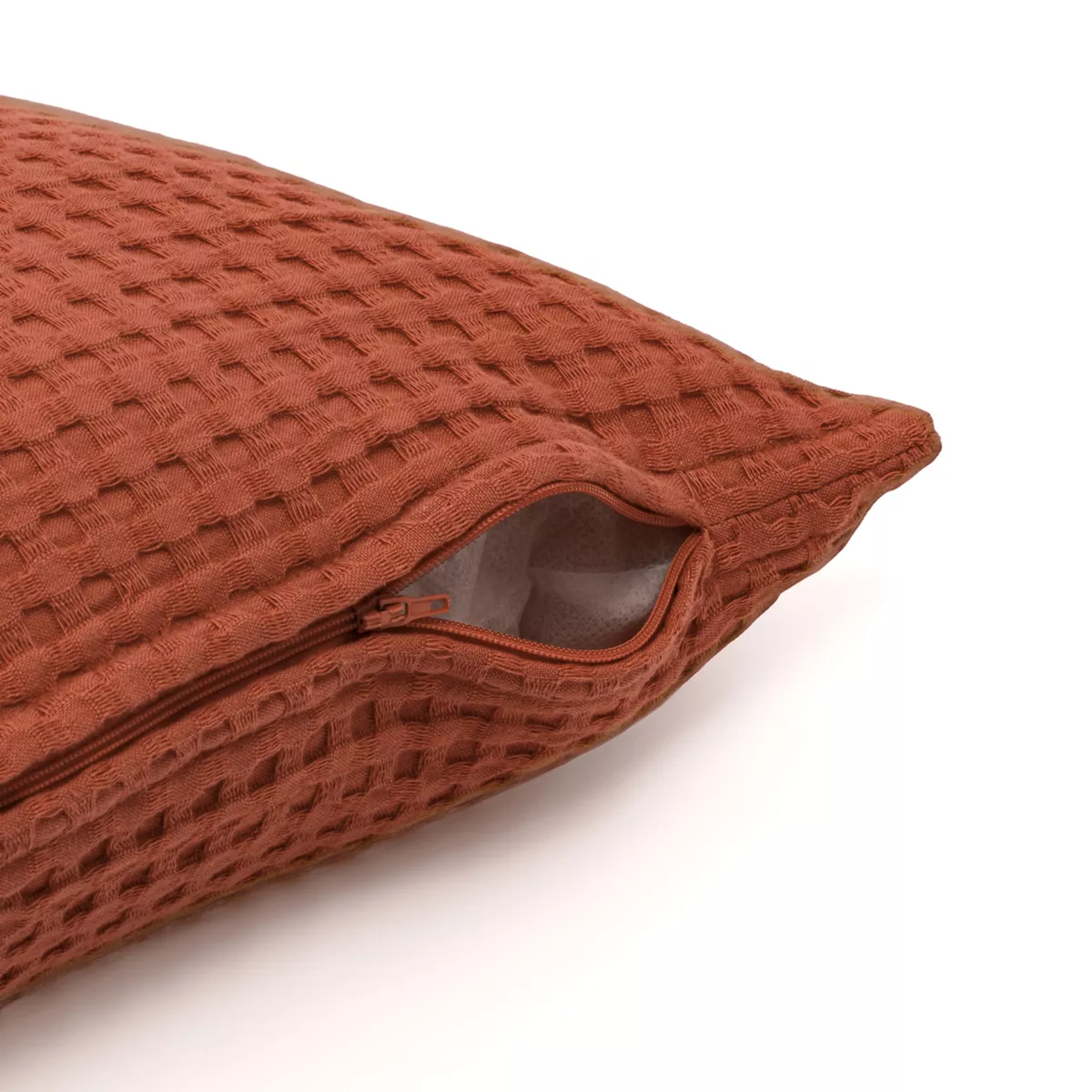 Housse de coussin rectangulaire coton nid d'abeille (30 x 50 cm) Maya Terracotta