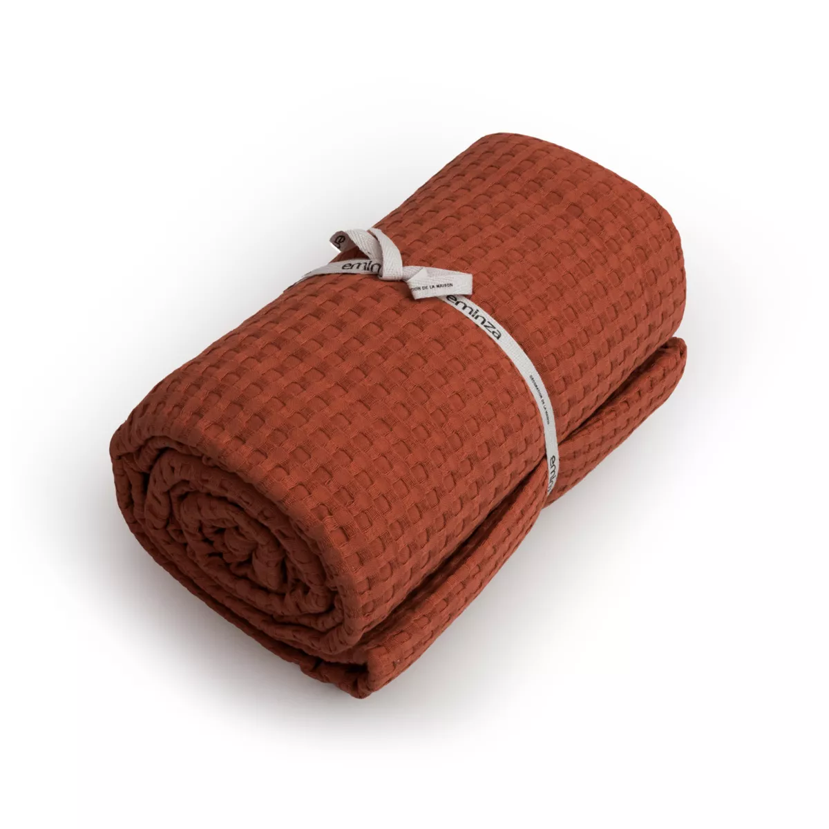 Tagesdecke Baumwolle Wabenoptik (220 x 250 cm) Maya Terrakotta