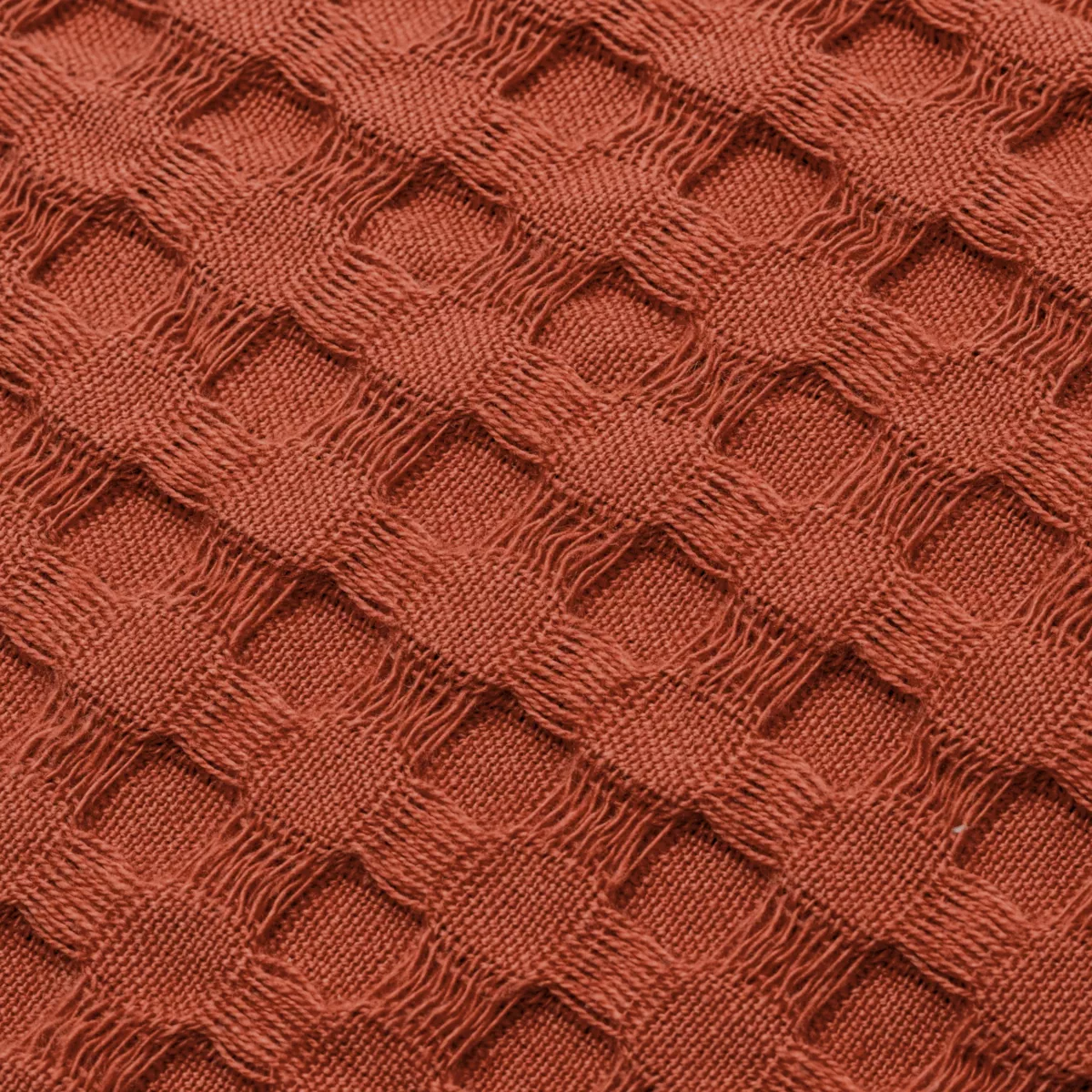 Tagesdecke Baumwolle Wabenoptik (220 x 250 cm) Maya Terrakotta