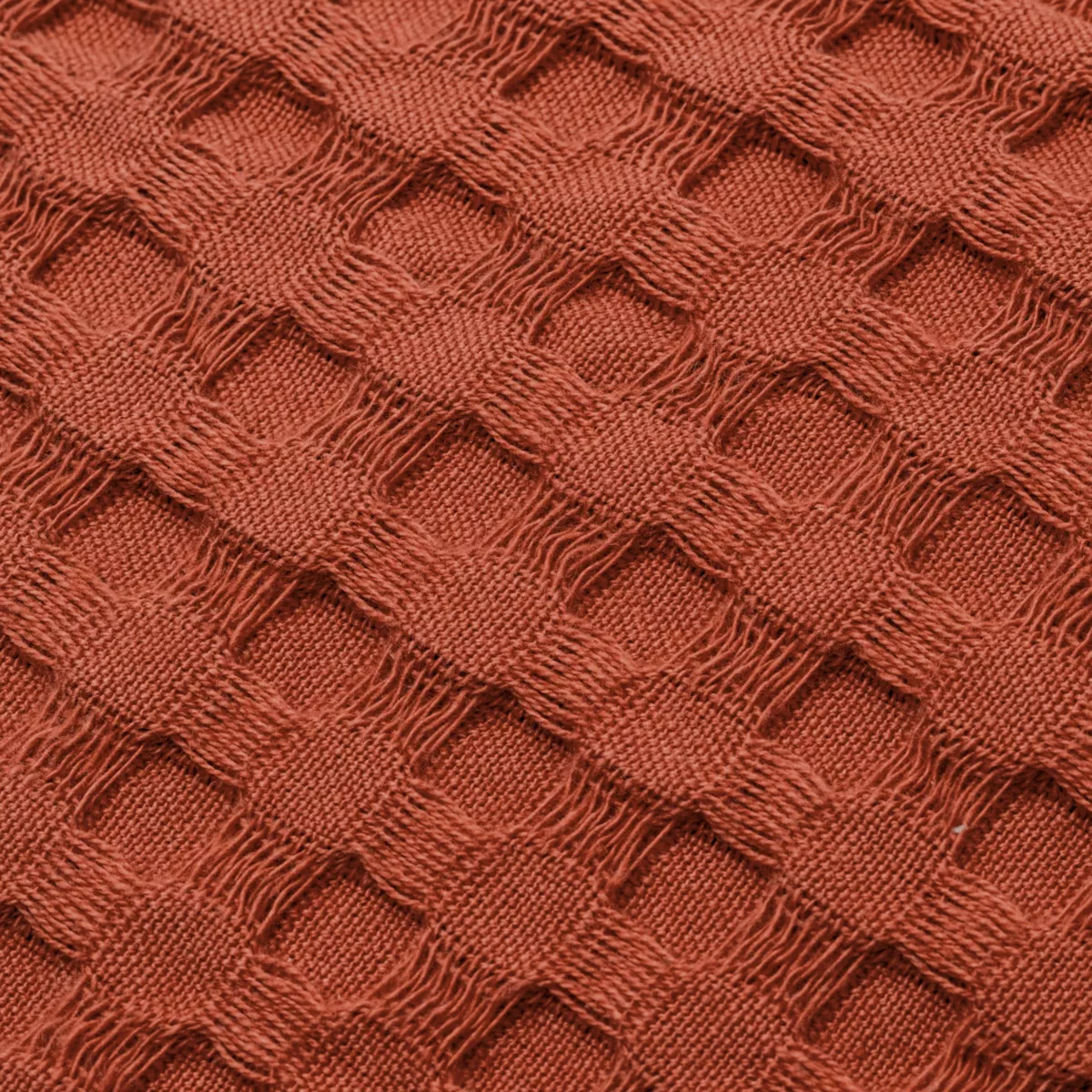 Tagesdecke Baumwolle Wabenoptik (180 x 220 cm) Maya Terrakotta