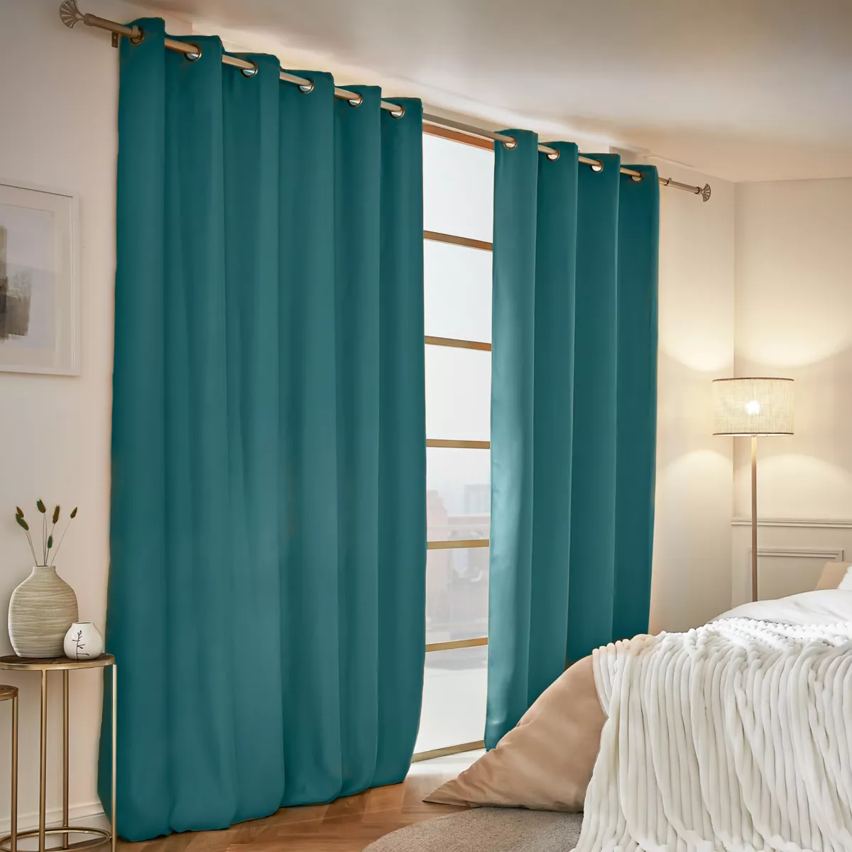 Rideau obscurcissant thermique (180 x 260 cm) Calore Bleu canard