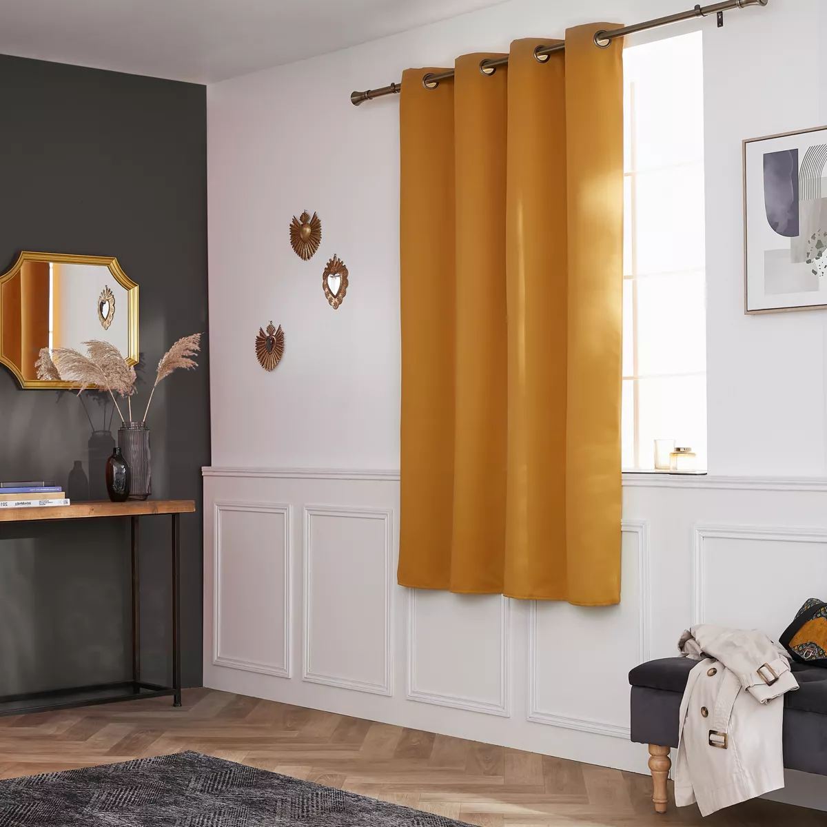 Cortina opaca (140 x 180 cm) Obscure Amarillo mostaza