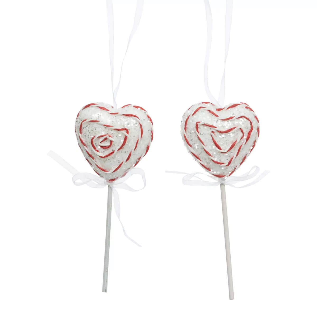Set di 2 lecca lecche da appendere (H11 cm) Cuore dolce e glitterato