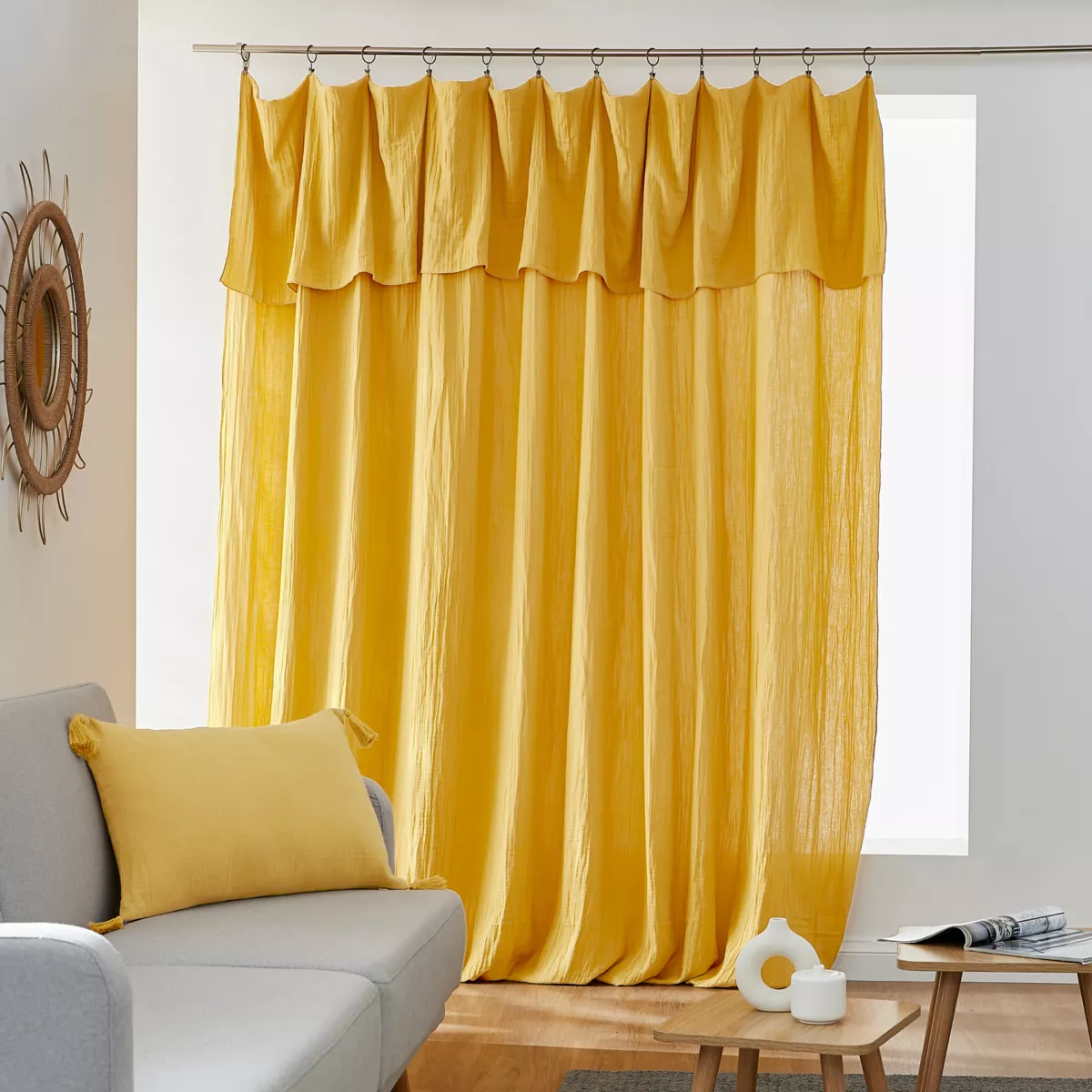 Tenda garza di cotone regolabile (280 x max 300 cm) Gaïa Giallo zafferano