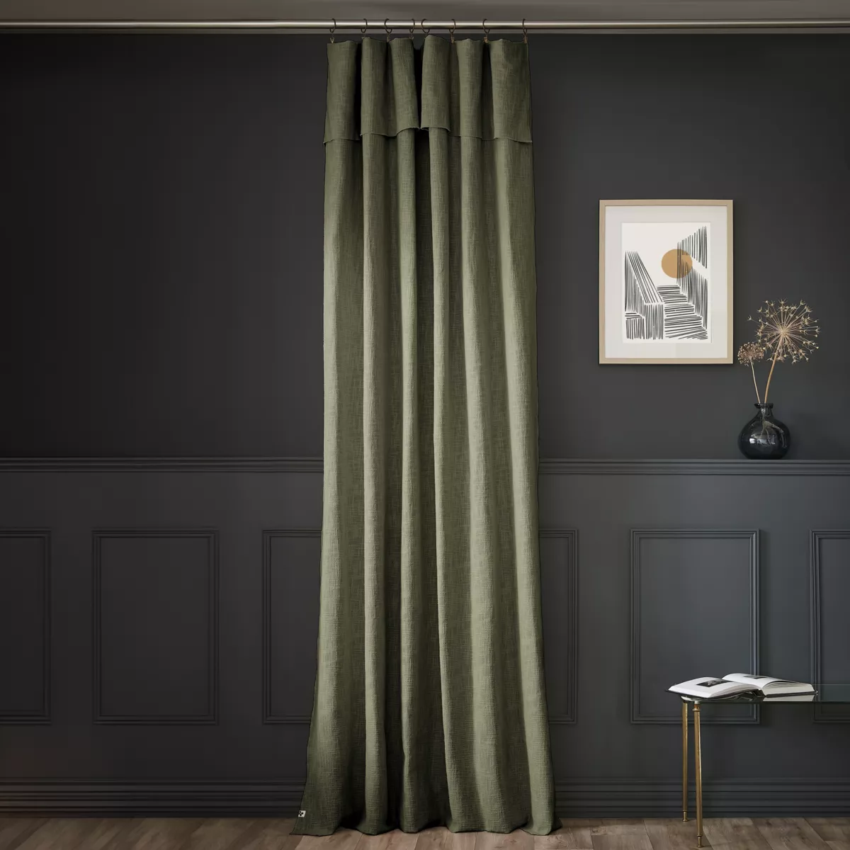 Tenda cotone regolabile (140 x max 270 cm) Sixtine Verde rosmarino