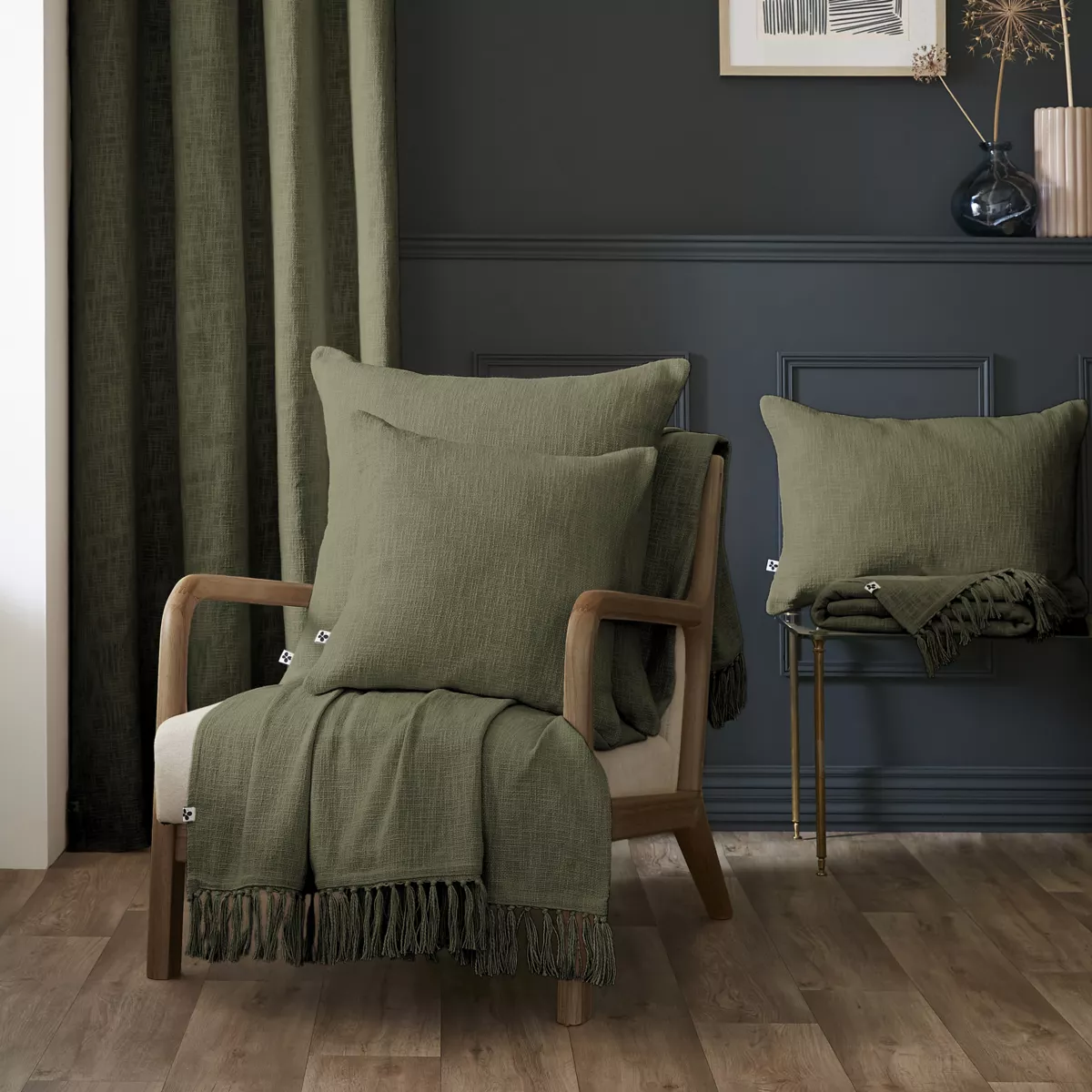 Coussin dŽhoussable 45 x 45 cm Slub SIXTINE Thym