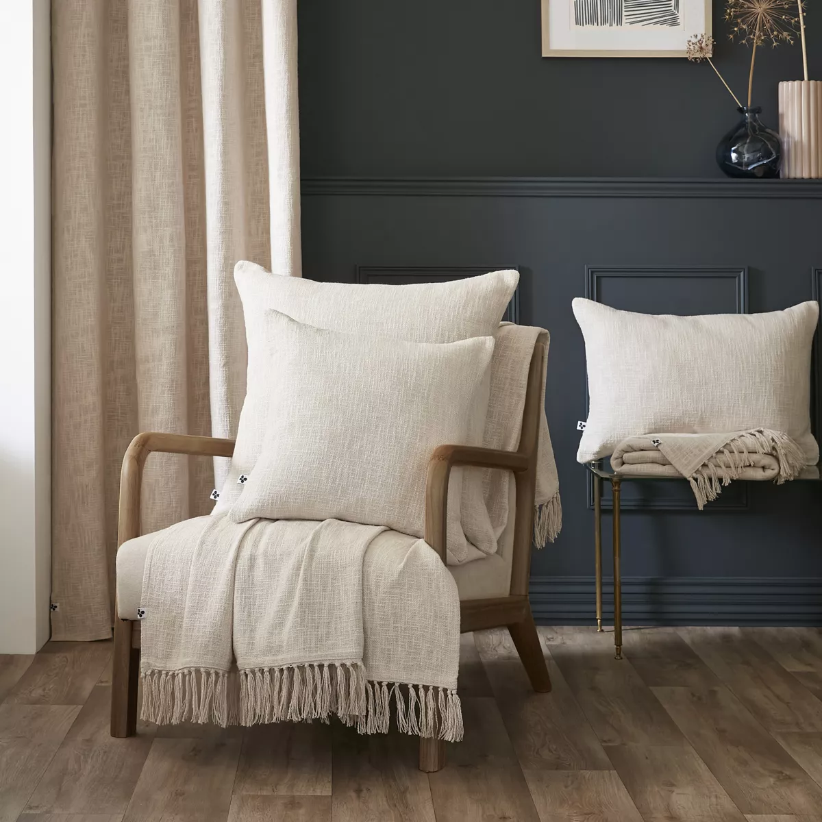 Coussin dŽhoussable 40 x 60 cm Slub SIXTINE Pampa